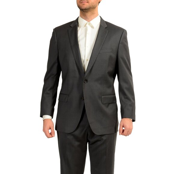 Hugo Boss Men's "Huge6/Genius5" Slim Fit Gray 100% Wool Suit US 44R IT 54R - Picture 1 of 13